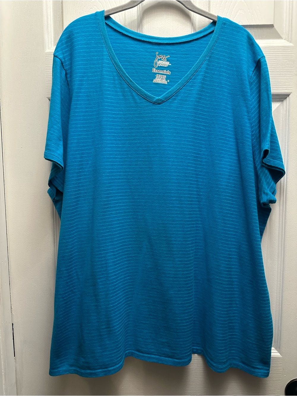 Just My Size Bright Teal V-Neck Short Sleeve Tee - 4X